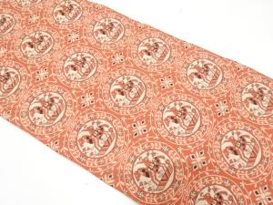 乗馬に花模様織り出し　名古屋帯